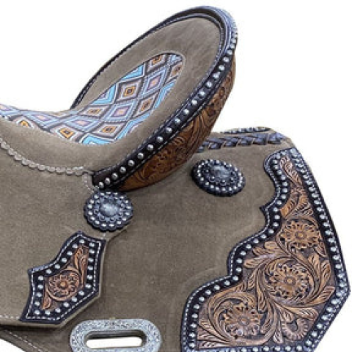 14", 15" DOUBLE T AZTEC ROUGH OUT BARREL SADDLE - Double T Saddles