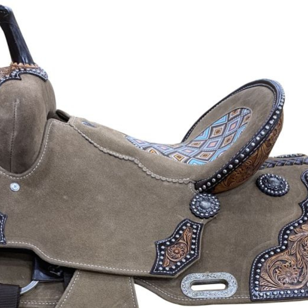 14", 15" DOUBLE T AZTEC ROUGH OUT BARREL SADDLE - Double T Saddles