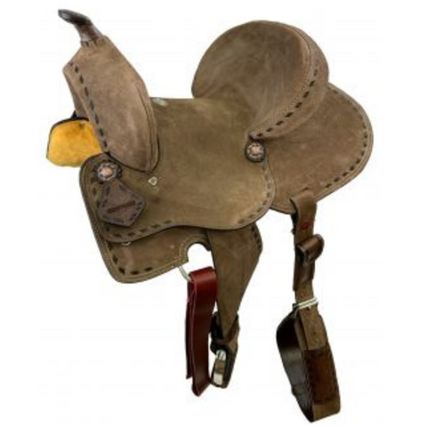 15" DOUBLE T  HARD SEAT BARREL SADDLE W/ EXTRA DEEP SEAT - Double T Saddles