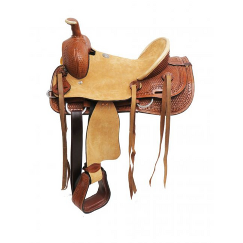 15" DOUBLE T  HARD SEAT ROPER STYLE SADDLE - Double T Saddles