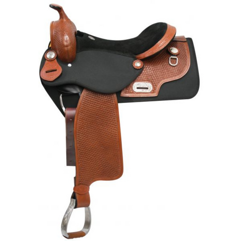 16"  DOUBLE T  CORDURA SADDLE WITH BASKET TOOLED LEATHER ACCENTS - Double T Saddles