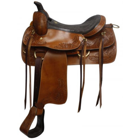 16" DOUBLE T PLEASURE STYLE SADDLE WITH TOP GRAIN LEATHER SEAT - Double T Saddles