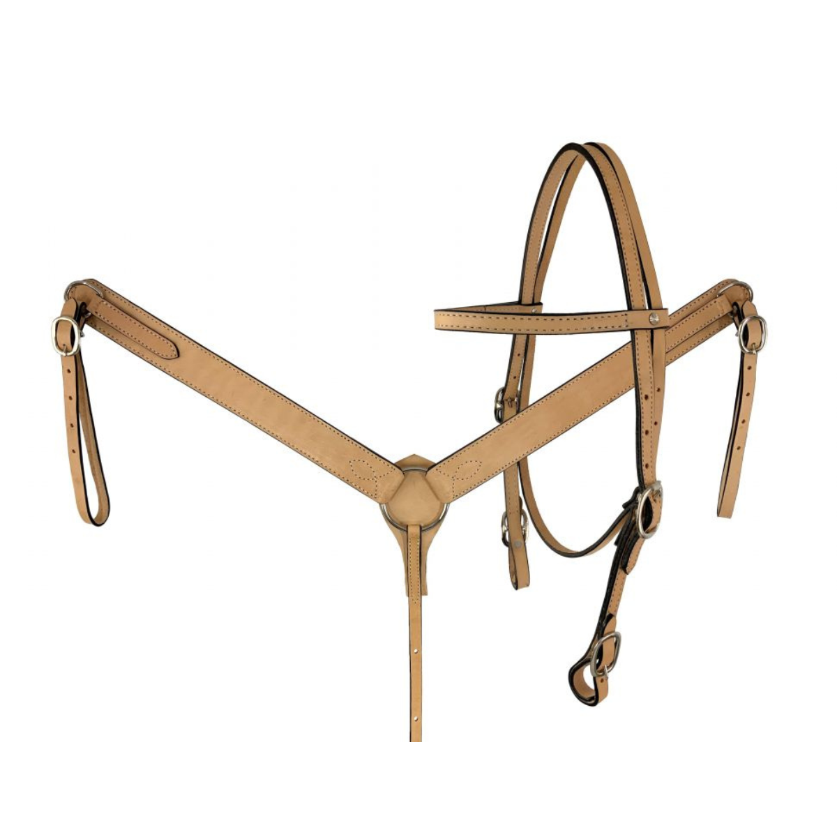 Showman  ® Argentina Cow Leather headstall and breast collar set with reins - Double T Saddles