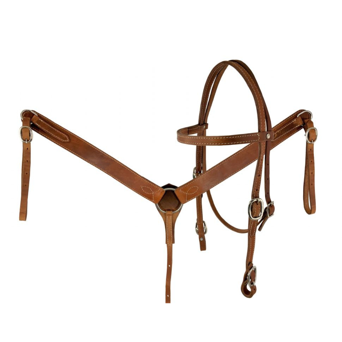 Showman  ® Argentina Cow Leather headstall and breast collar set with reins - Double T Saddles