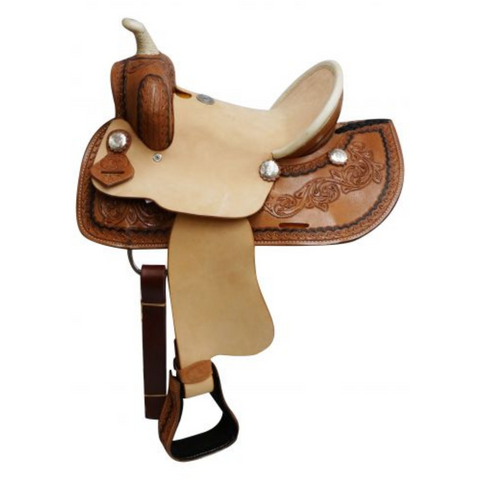 12" DOUBLE T YOUTH ROPER STYLE SADDLE WITH HARD SEAT - Double T Saddles