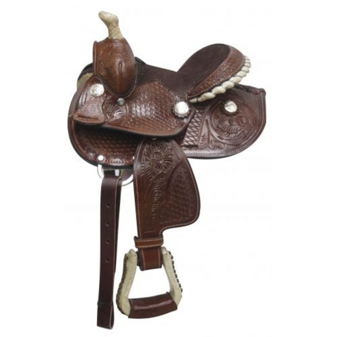 7" DOUBLE T FULLY TOOLED DOUBLE T PONY SADDLE - Double T Saddles