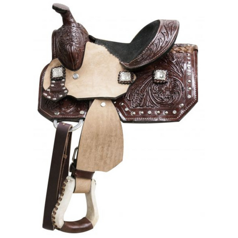 8" DOUBLE T PONY SADDLE WITH CRYSTAL RHINESTONE CONCHOS - Double T Saddles