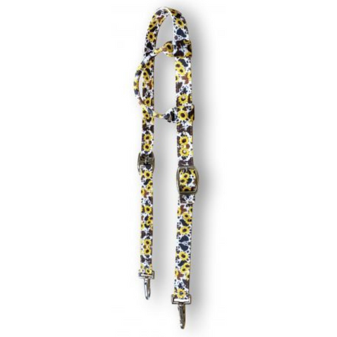 Cowhide and Sunflower Print Nylon One Ear Headstall