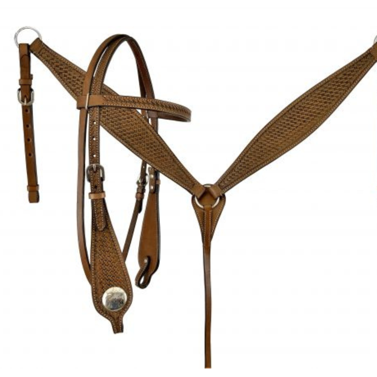 15", 16" DOUBLE T BARREL SADDLE W/ MATCHING HEADSTALL & BREAST COLLAR - Double T Saddles