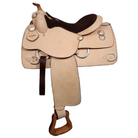 16" DOUBLE T TRAINING SADDLE W/ PREMIUM LEATHER & SUEDE LEATHER SEAT - Double T Saddles