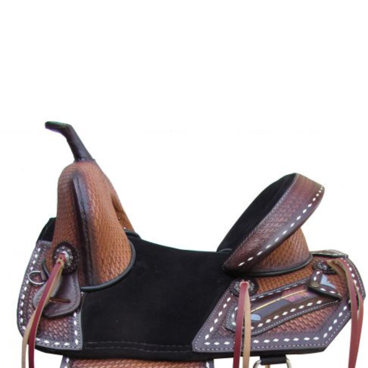 SADDLE WITH HAND PAINTED ARROW DESIGN - Double T Saddles