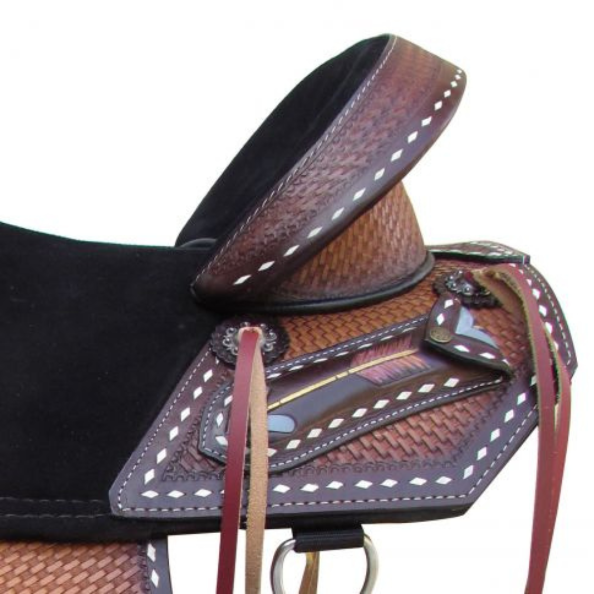 SADDLE WITH HAND PAINTED ARROW DESIGN - Double T Saddles
