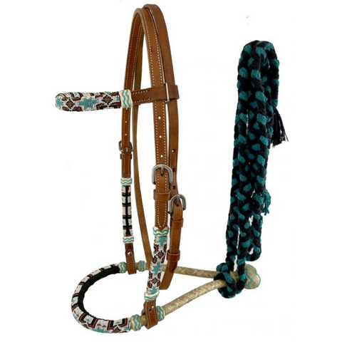  LEATHER BOSAL HEADSTALL WITH SOUTHWEST DESIGN