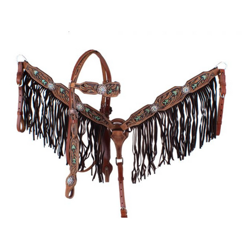 Hand painted arrow design headstall and breast collar