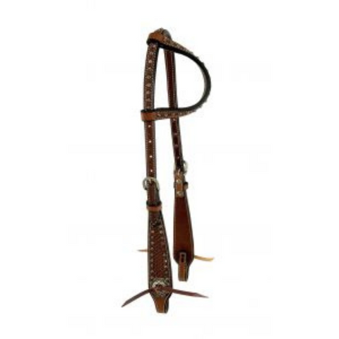 headstall features medium oil colored Argentina cow leather