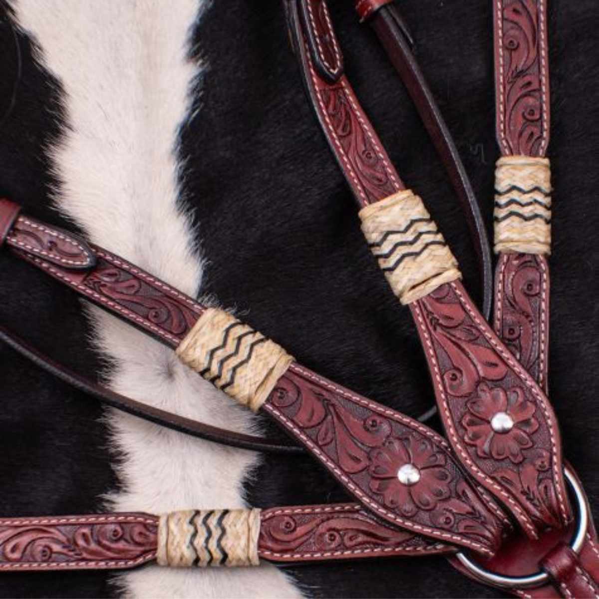 Showman ® Browband Rawhide Braided Headstall and Breast collar Set. - Double T Saddles