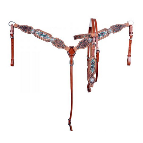 Medium Oil Browband Beaded Inlay Headstall 