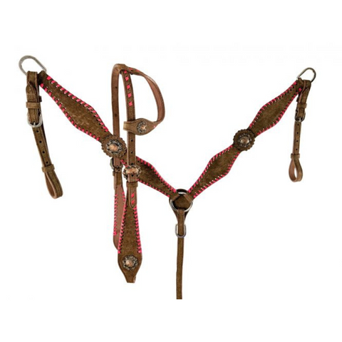  One Ear Chocolate Rough Out Headstall and Breast Collar 