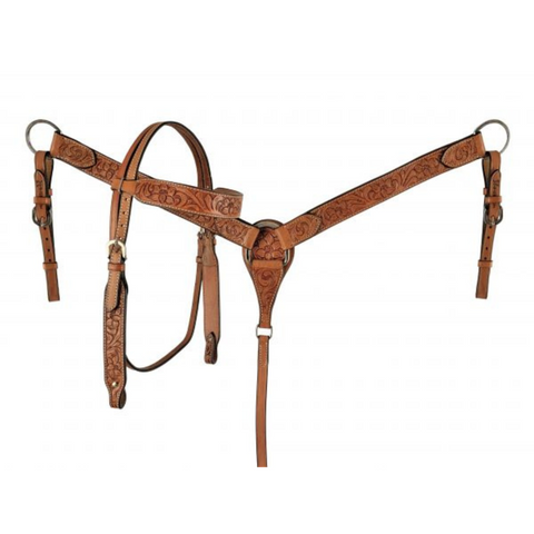 Light brown leather headstall and breast collar set
