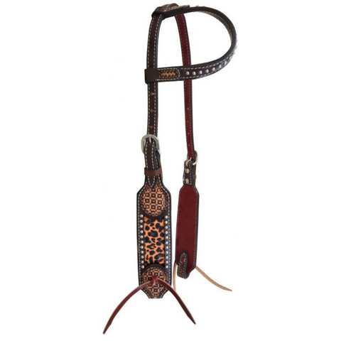One Ear headstall with Cheetah Inlay