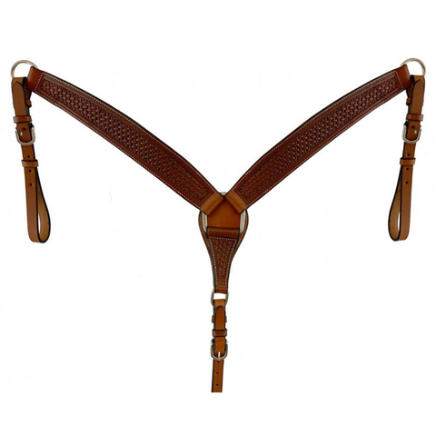 Argentina cow leather basket tooled breast collar