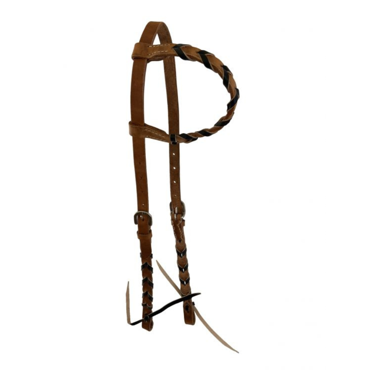 Showman ® Argentina cow leather one ear headstall with colored lacing, with quick tie ends. - Double T Saddles