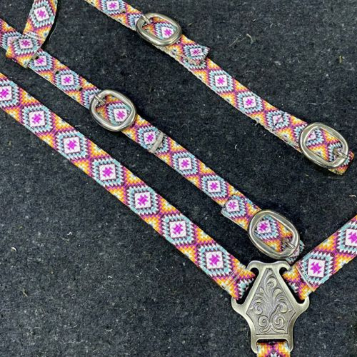 Showman ® Aztec Print Nylon One Ear Headstall and Breastcollar Set. - Double T Saddles