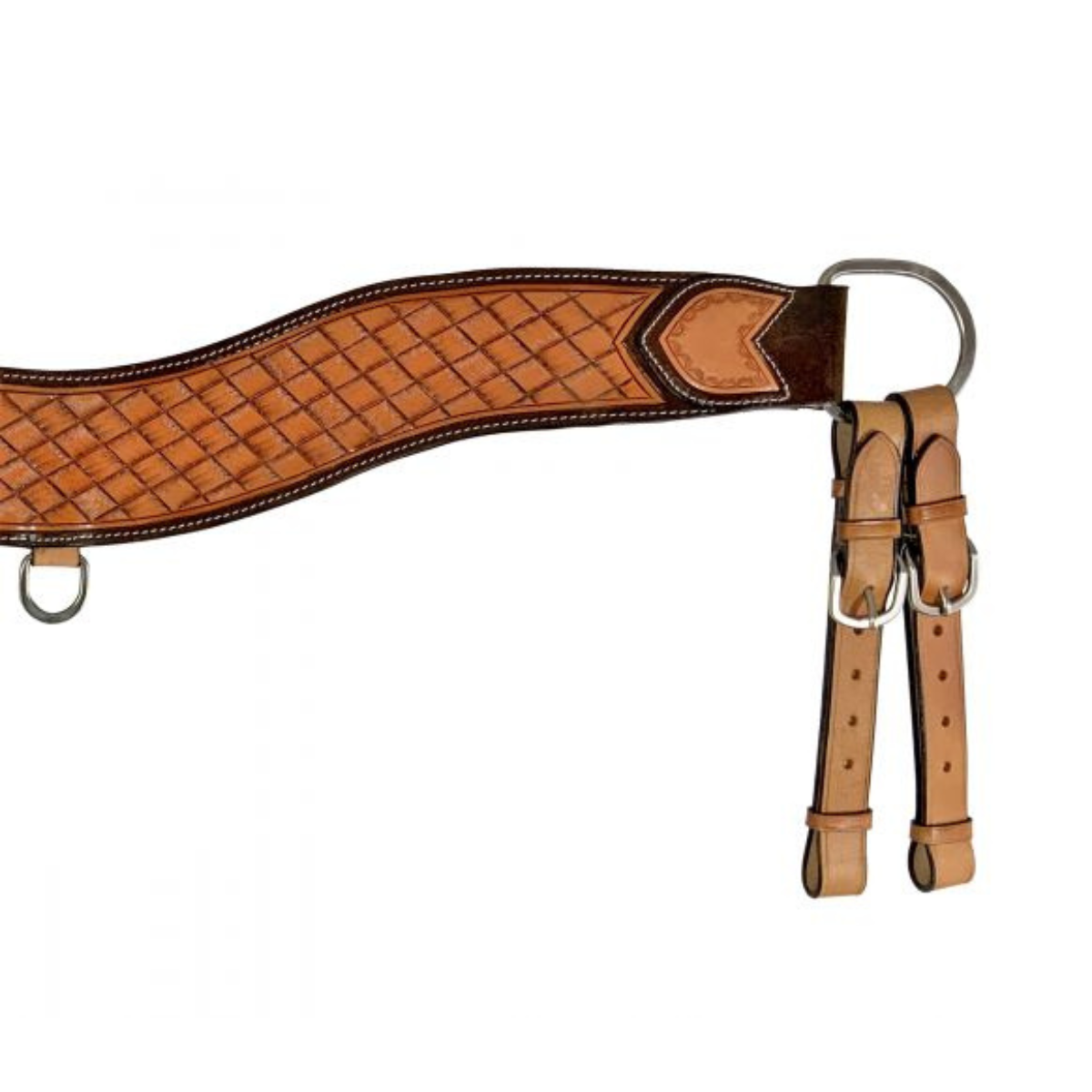 Showman ® Basketweave tooled light oil leather tripping collar. - Double T Saddles