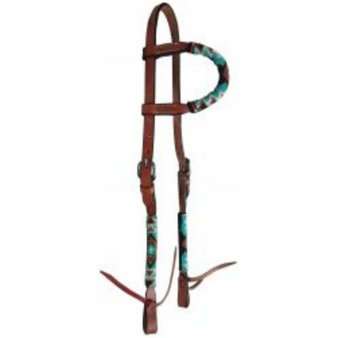 Showman ® Beaded one ear headstall with southwest design. - Double T Saddles
