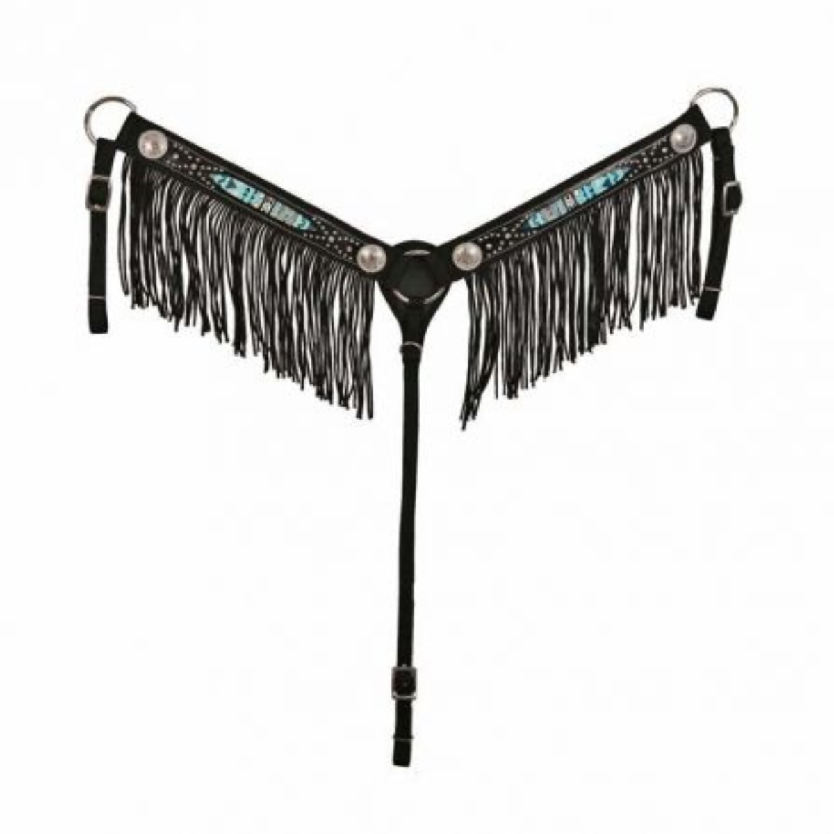 Showman ® Black and turquoise nylon single-ear headstall and breast collar set. - Double T Saddles