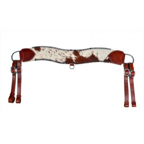 Brown and White Hair on Cowhide leather tripping collar