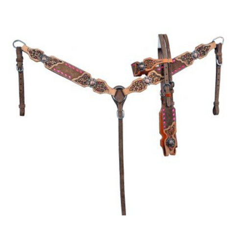 Chocolate Oiled Browband Headstall and Breast Collar Set