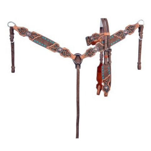  Chocolate Oiled Browband Headstall and Breast Collar Set 