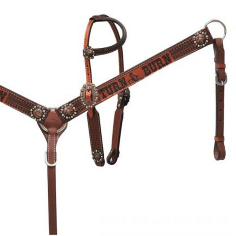 Copper shimmer leather "Turn N Burn" headstall 