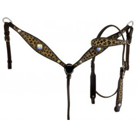 Dark oil brow band  headstall and breast collar set