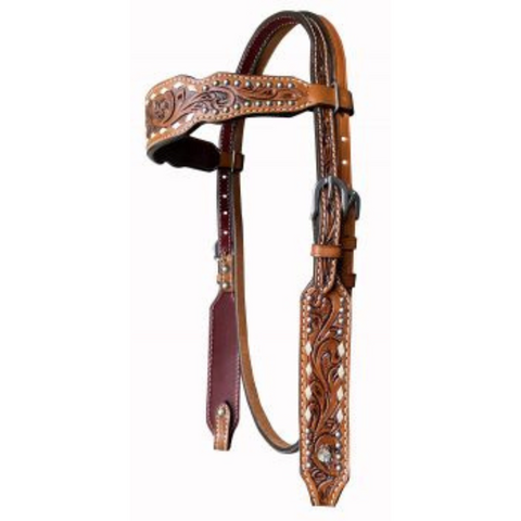Floral Tooled Browband Leather Headstall