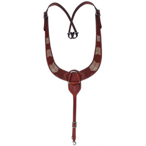 Floral tooled leather pulling collar 