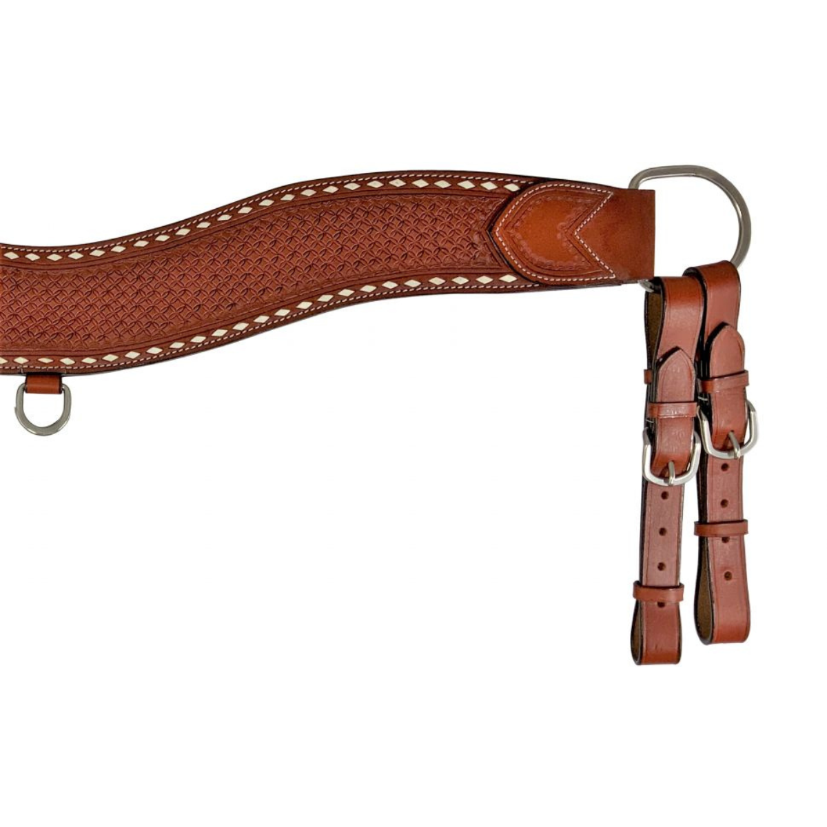 Showman ® Floral tooled leather tripping collar with white buckstitch. - Double T Saddles
