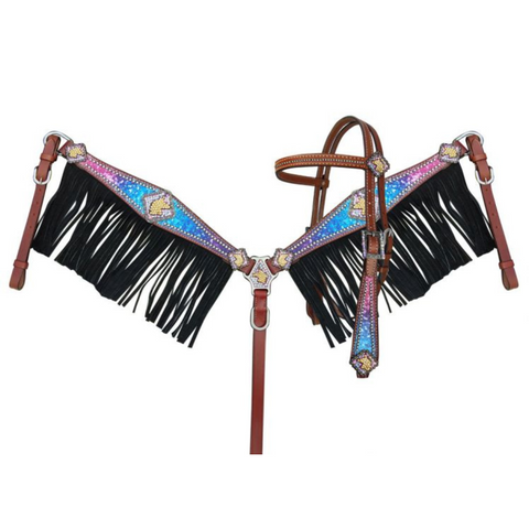 Galaxy print browband headstall and breastcollar set
