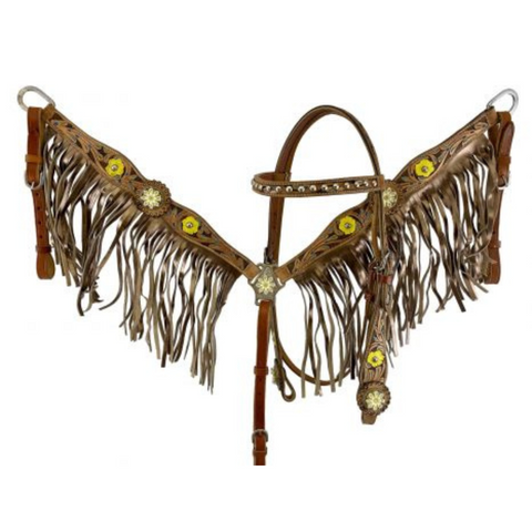 Hand Painted Floral Accent Browband Headstall