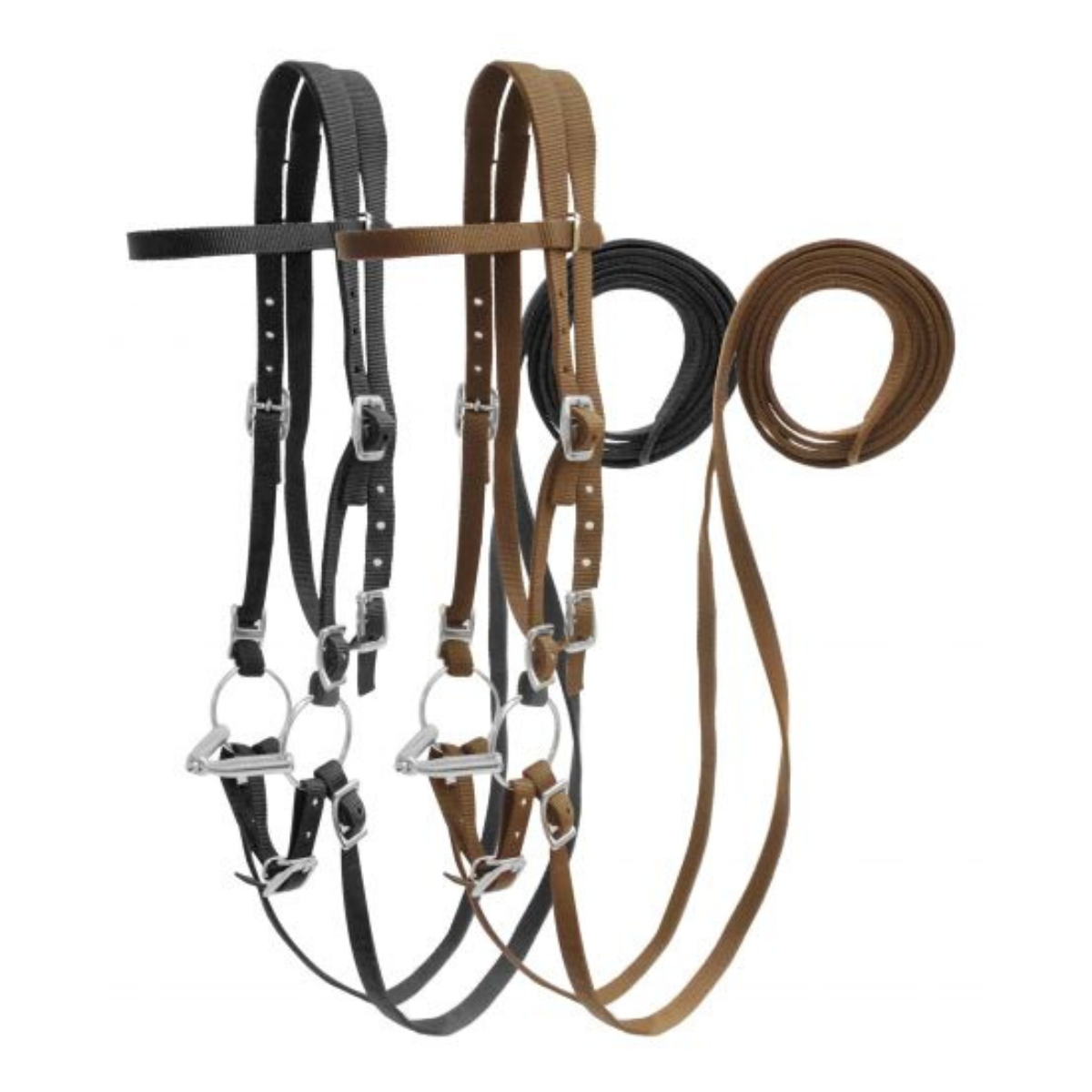 Horse Size nylon headstall with snaffle bit
