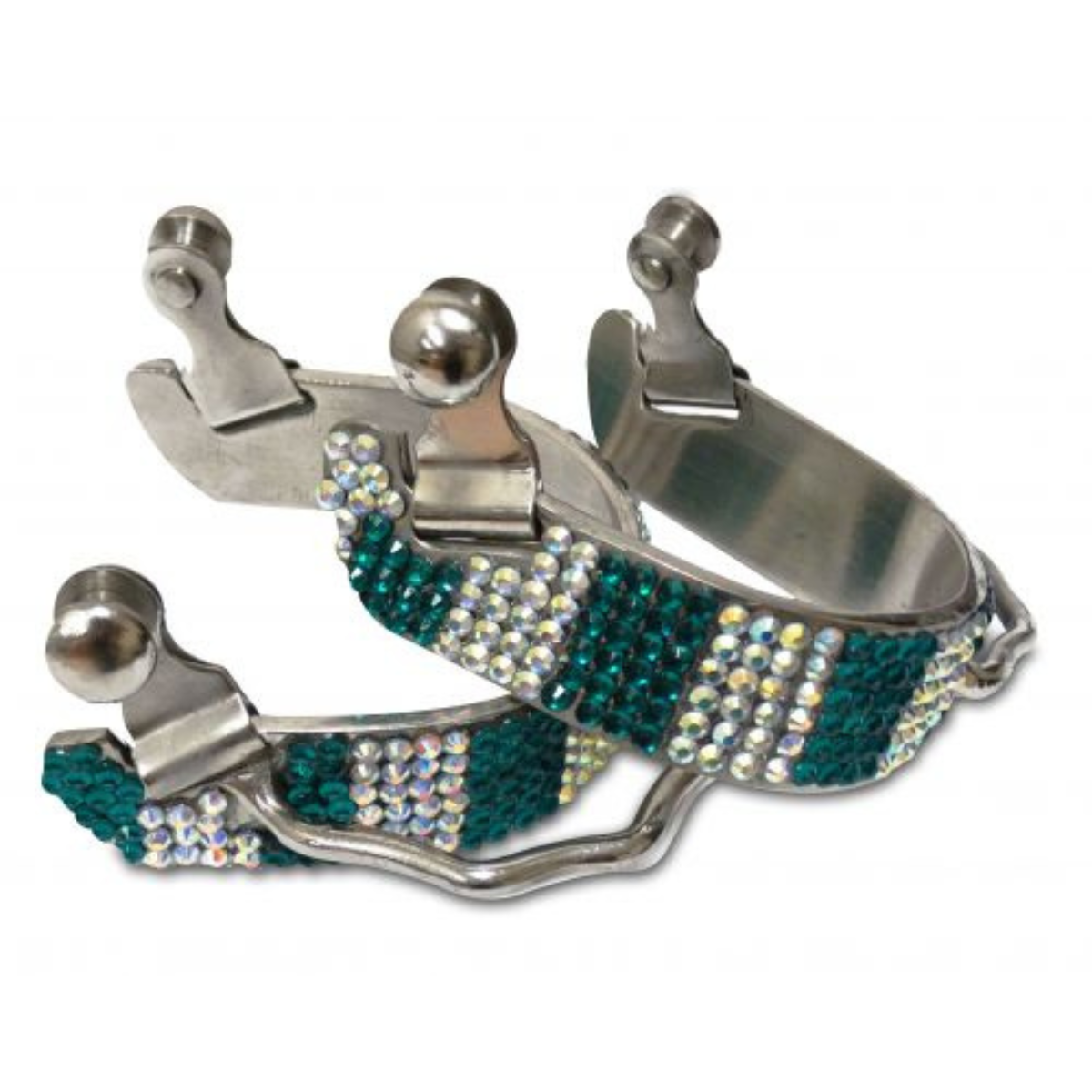 Showman ® Ladies size bling rhinestone bumper spurs. - Double T Saddles