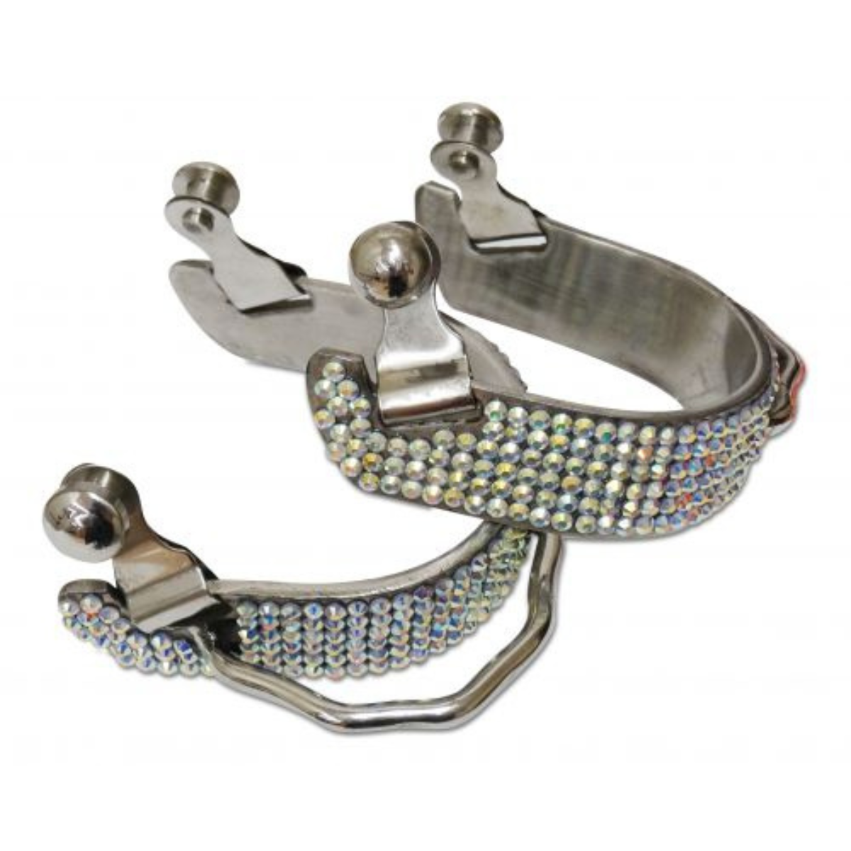 Showman ® Ladies size bling rhinestone bumper spurs. - Double T Saddles