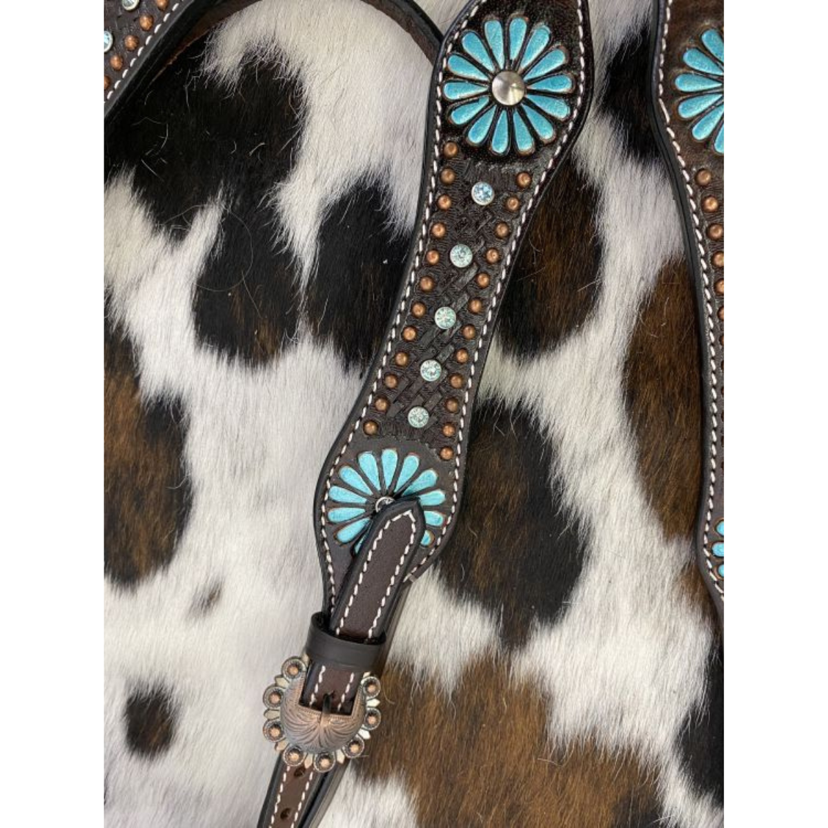 Showman ® Large Pony/ Small Horse size Dark brown leather headstall and breast collar set - Double T Saddles