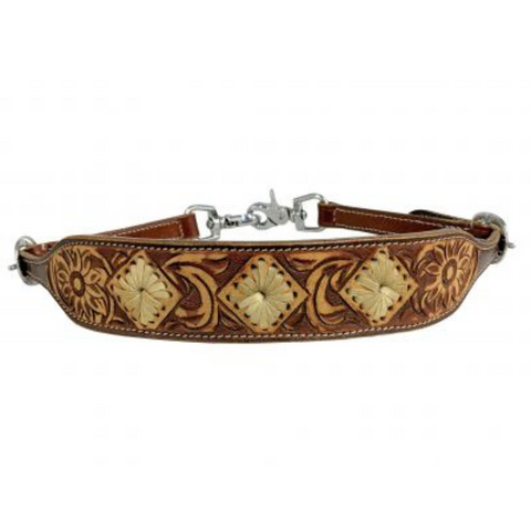  Leather wither strap with tooled flowers