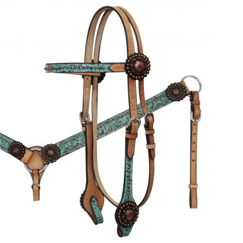 Light Oil Filigree Headstall and Breast Collar Set