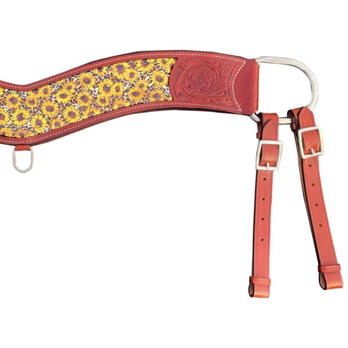Showman ® Medium Leather Printed Sunflower and Cheetah print inlay tripping collar. - Double T Saddles