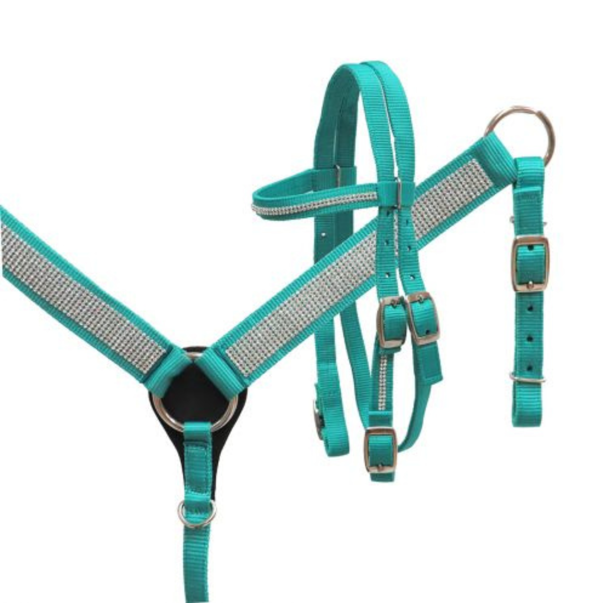 Showman ® Mini/ Small Pony Nylon headstall and breast collar set with crystals. - Double T Saddles