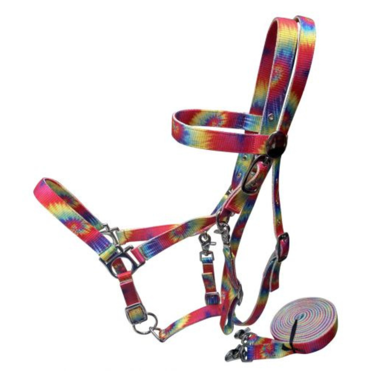  Multi Color Tie Dye Premium Nylon combination halter bridle