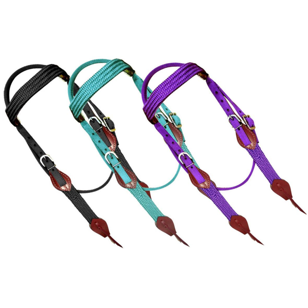 Showman ® Nylon Brow Band Headstall and Breast collar set with leather accents. - Double T Saddles